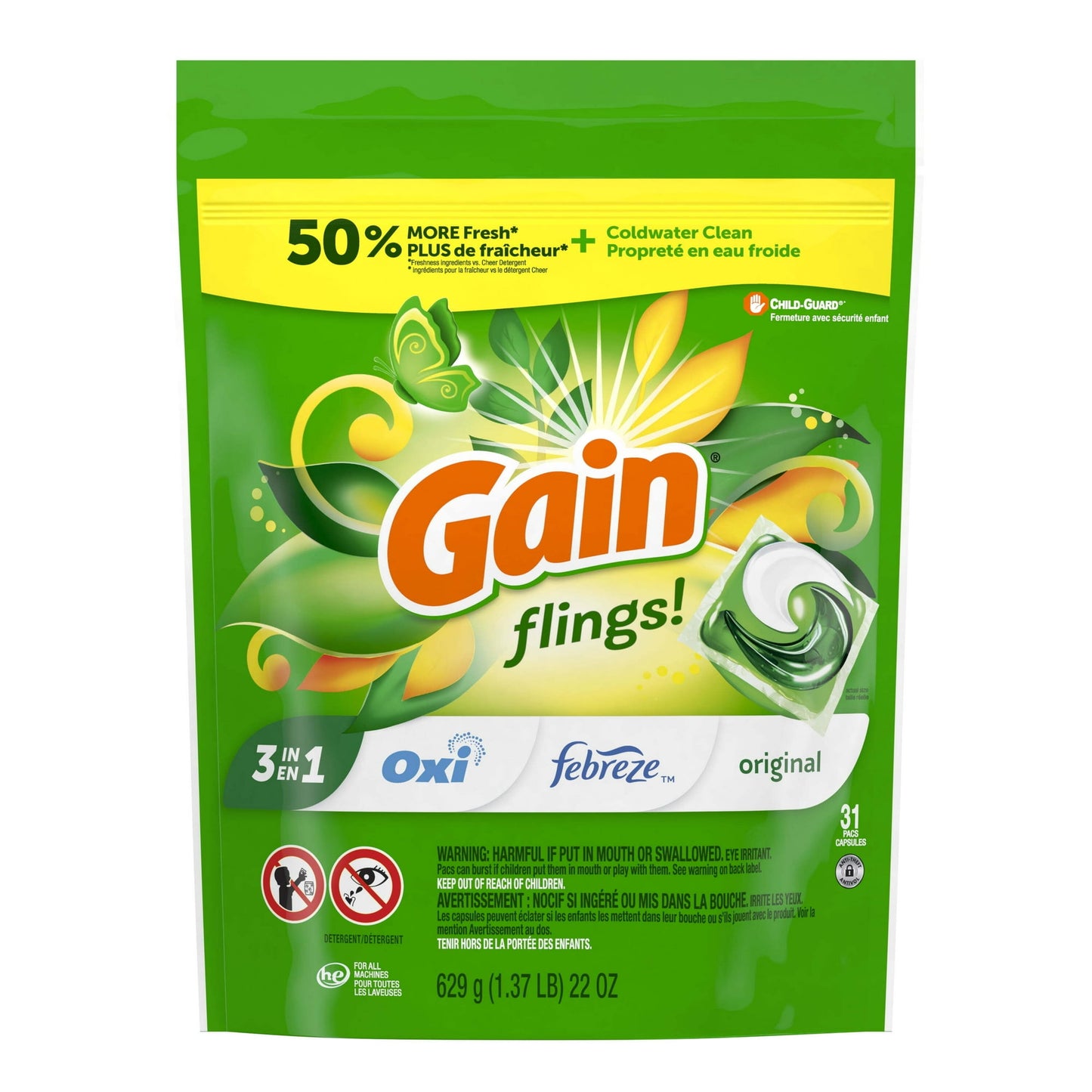 Gain Flings Laundry Detergent Packs
